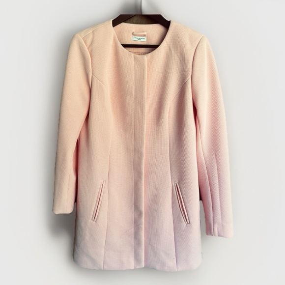 Jacqueline de Yong Lined Coatigan Long Collarless Jacket Apricot Pink Size M - Picture 3 of 15